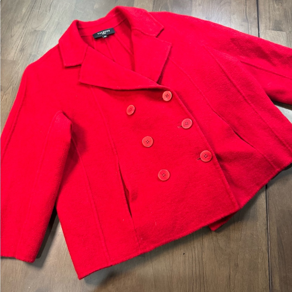 Talbots Vibrant Red Pea Coat